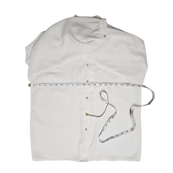 Christie & Jill 80's Vintage Elegant White Embroidered Women's Blouse - Picture 12 of 15